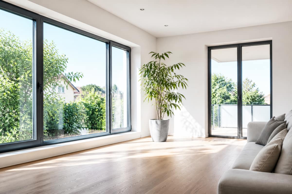 Klare Fenster in einem modernen Wohnraum